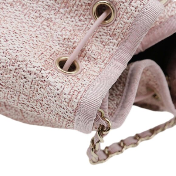 Chanel  Deauville Lurex Boucle Drawstring Bag Pink - Picture 9 of 14